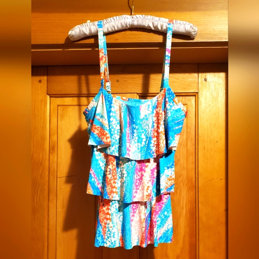 Colorful Layered Tank Top Beach House Swim Top Tankini
